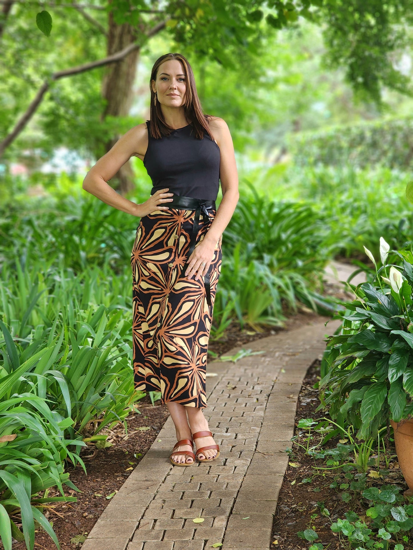 Kia Black Floral Skirt (Size 34&38)