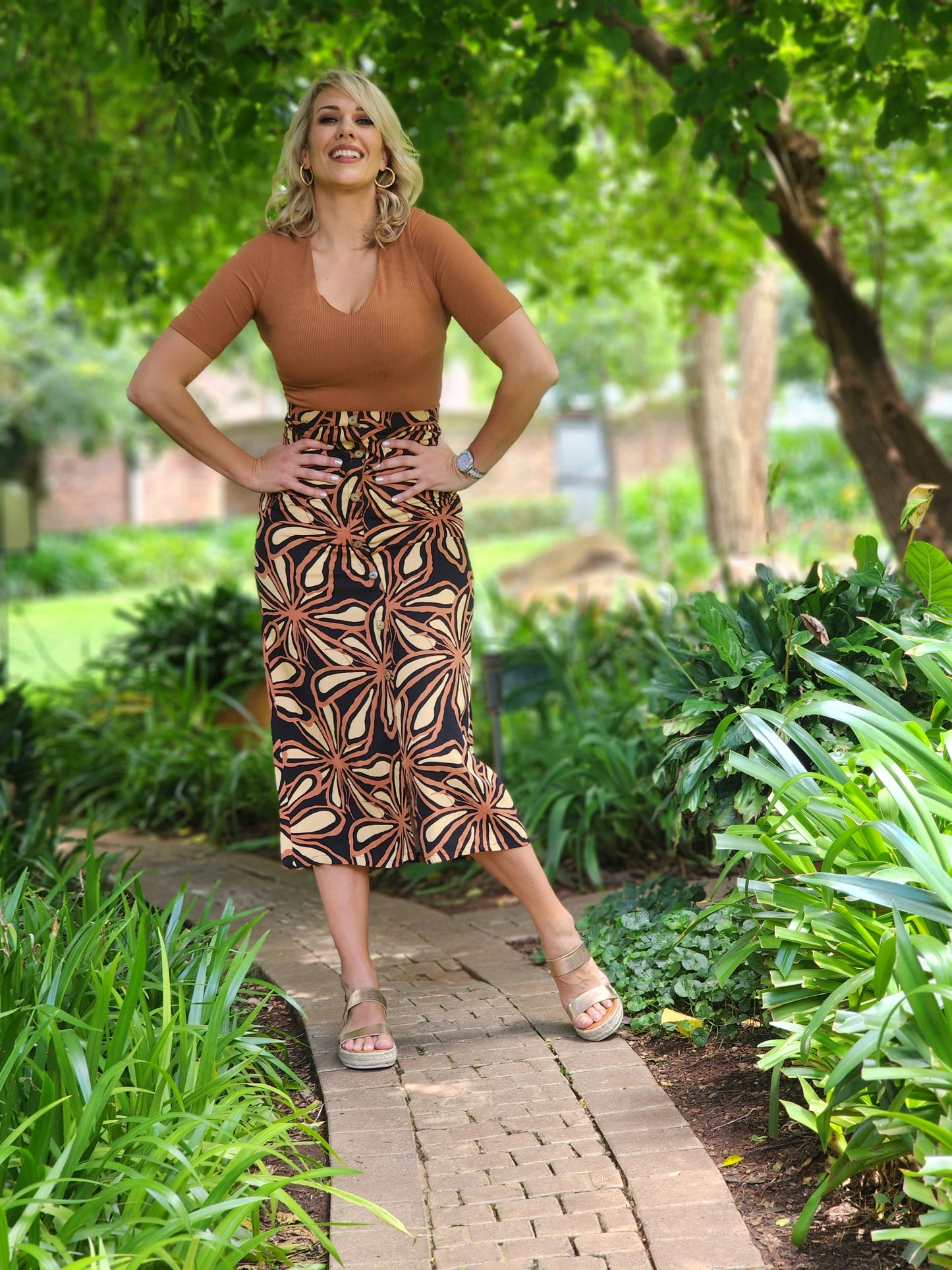 Kia Black Floral Skirt (Size 34&38)