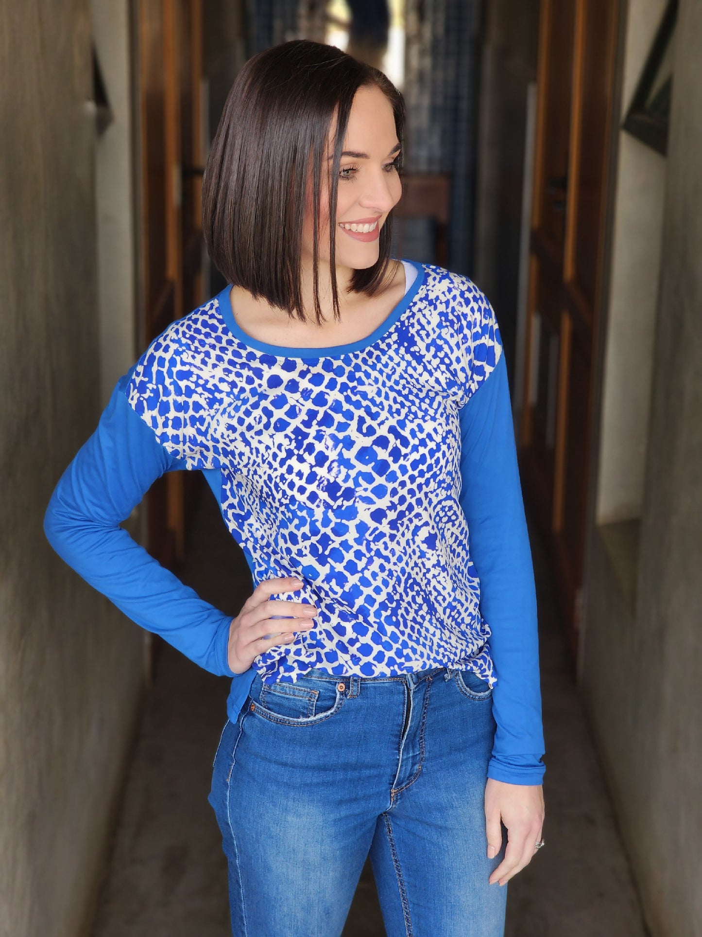 Simone Blue Snakeprint LS