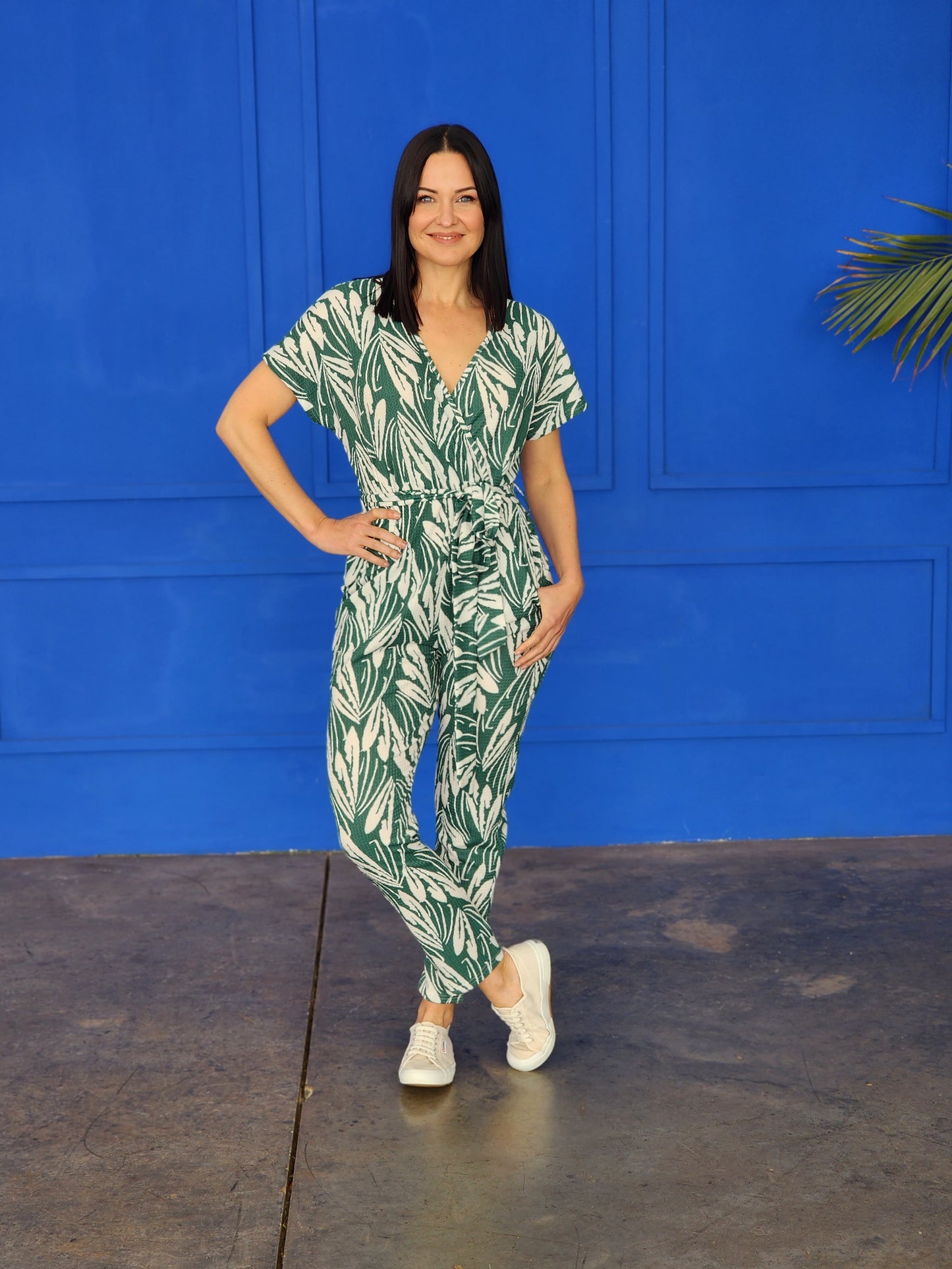 Joline Green Crinkle Jumpsuit