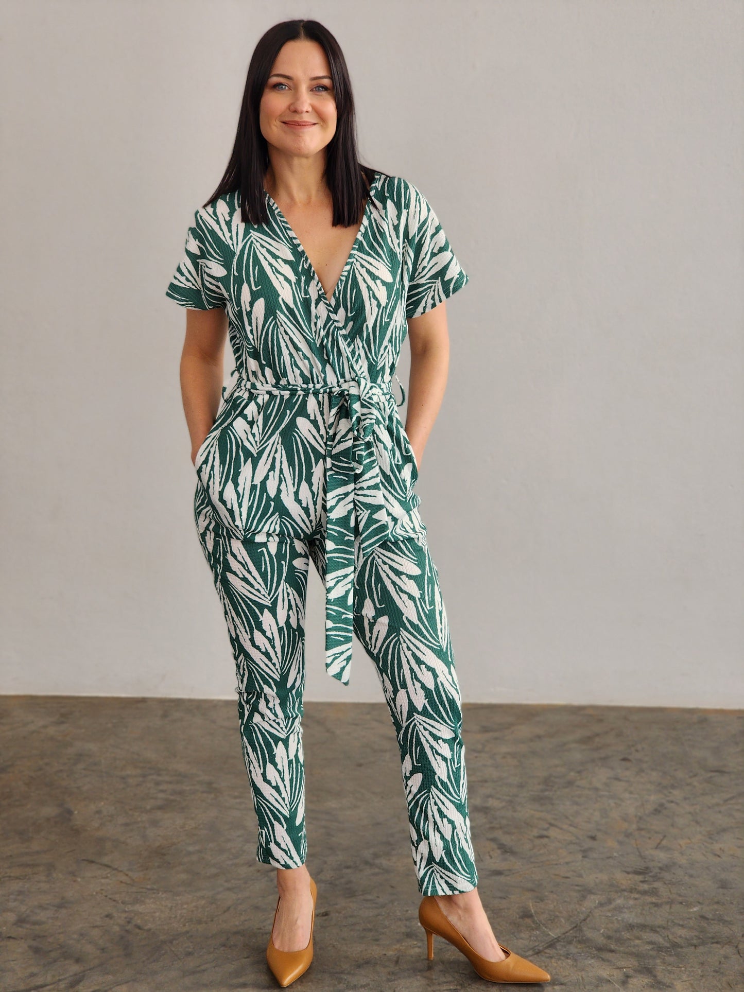 Joline Green Crinkle Jumpsuit
