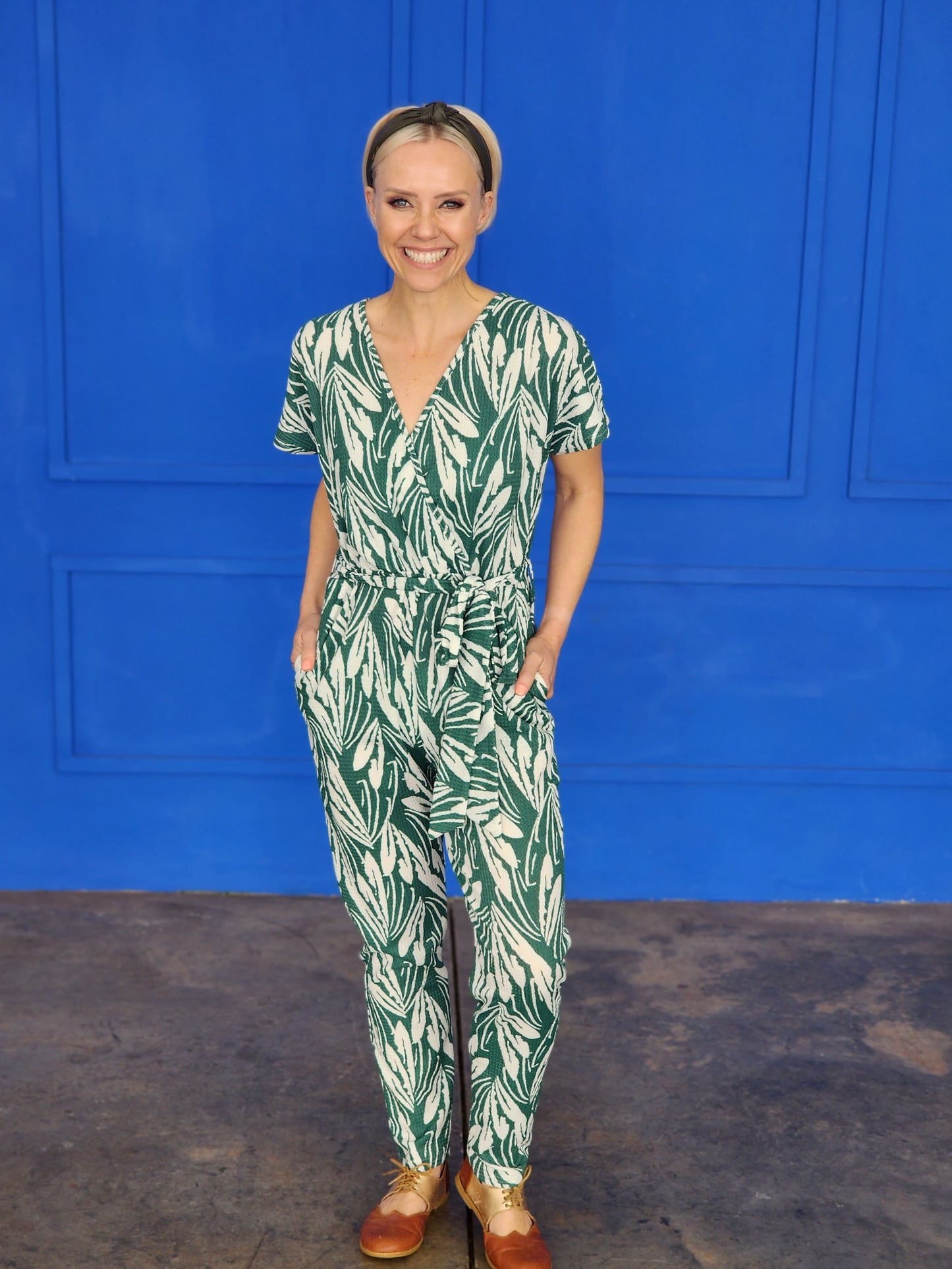 Joline Green Crinkle Jumpsuit