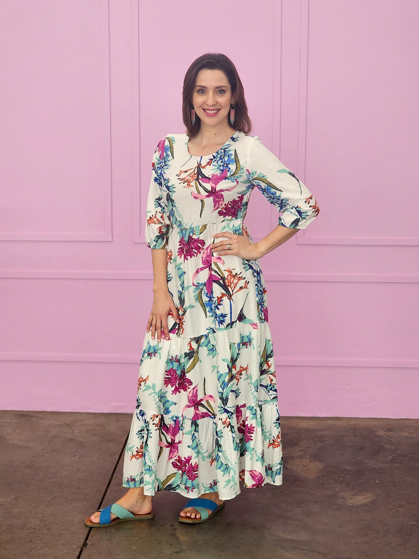 Abbey White Floral Long