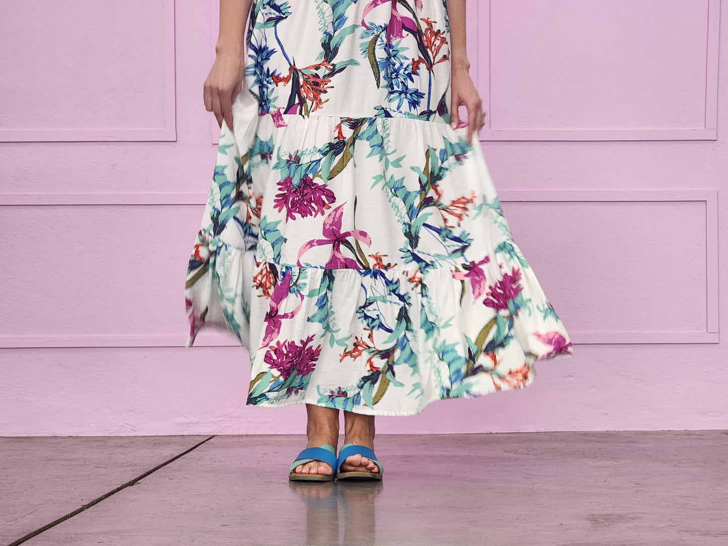 Abbey White Floral Long