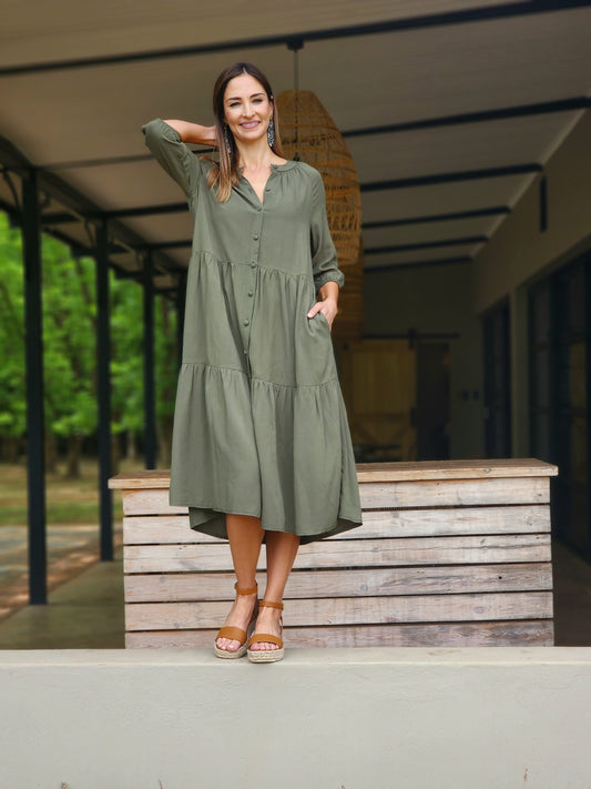 Nina Dress Khaki MIDI (Size 30&42)