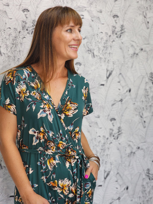 Jolene Emerald Floral Jumpsuit (Size L/XL)