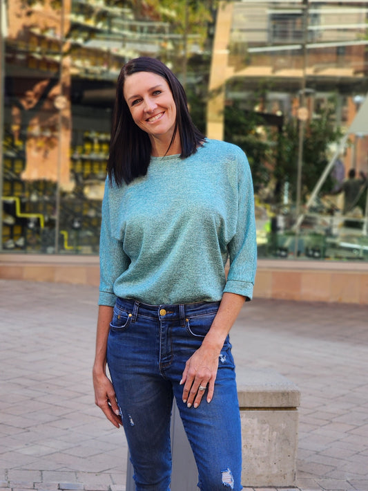 Kimberly Knitted Top Mint Sparkle (Size S)