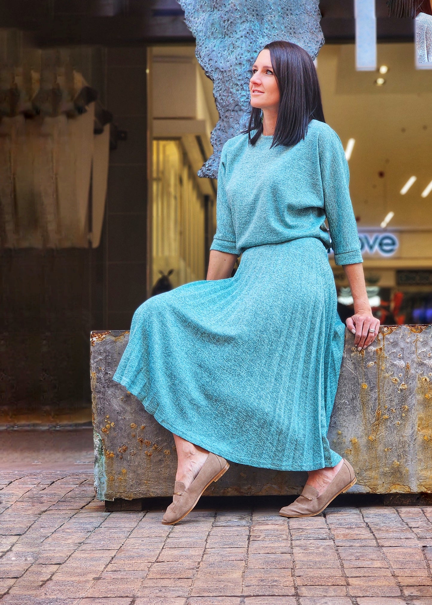 Kimberly Knitted Top Mint Sparkle (Size S)