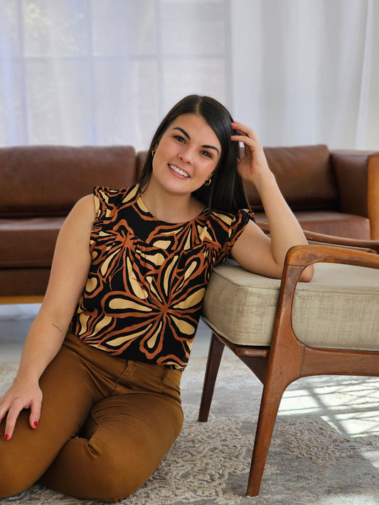 Amanda Blouse Black Bloom (Size XS)