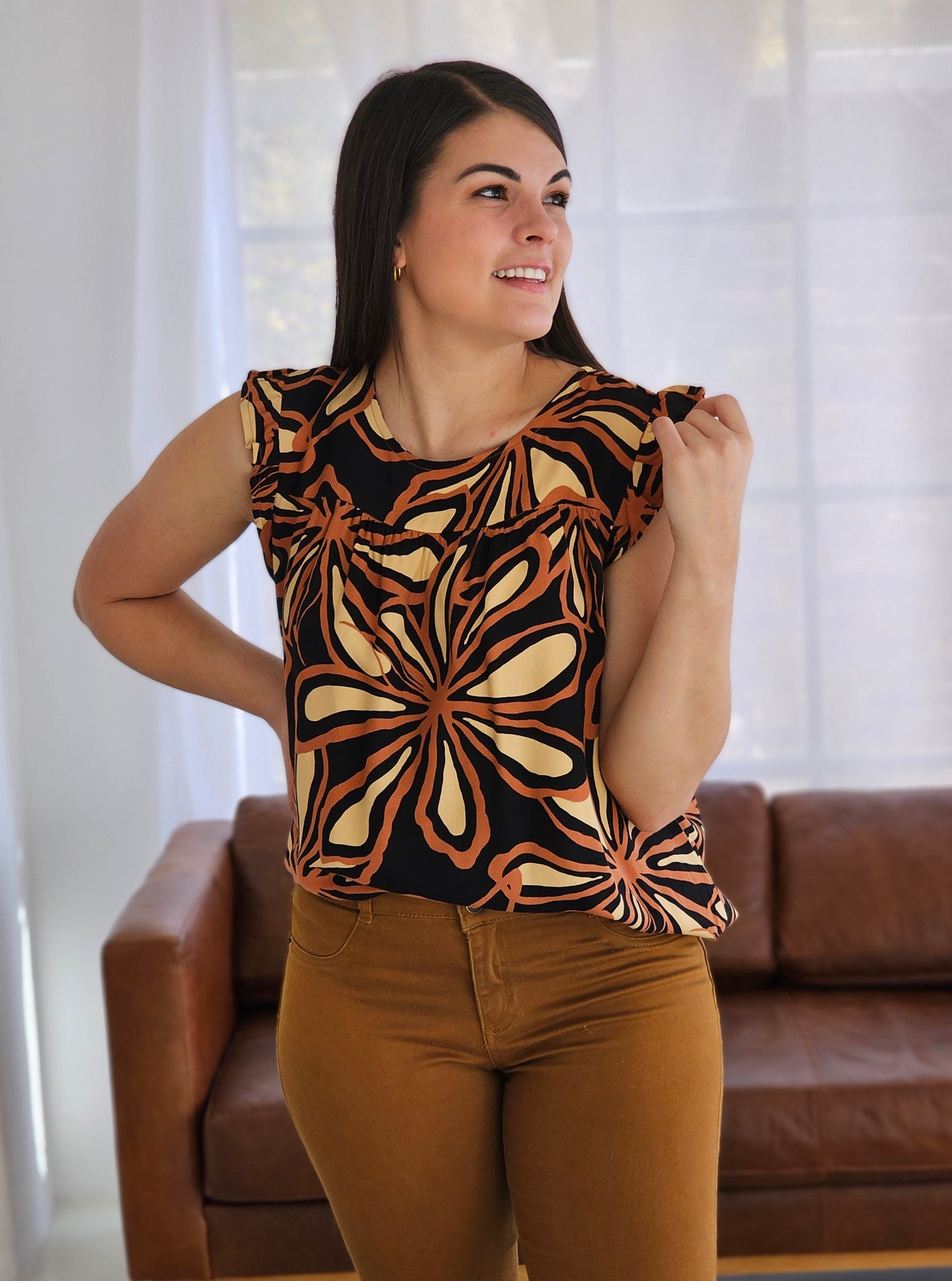 Amanda Blouse Black Bloom (Size XS)