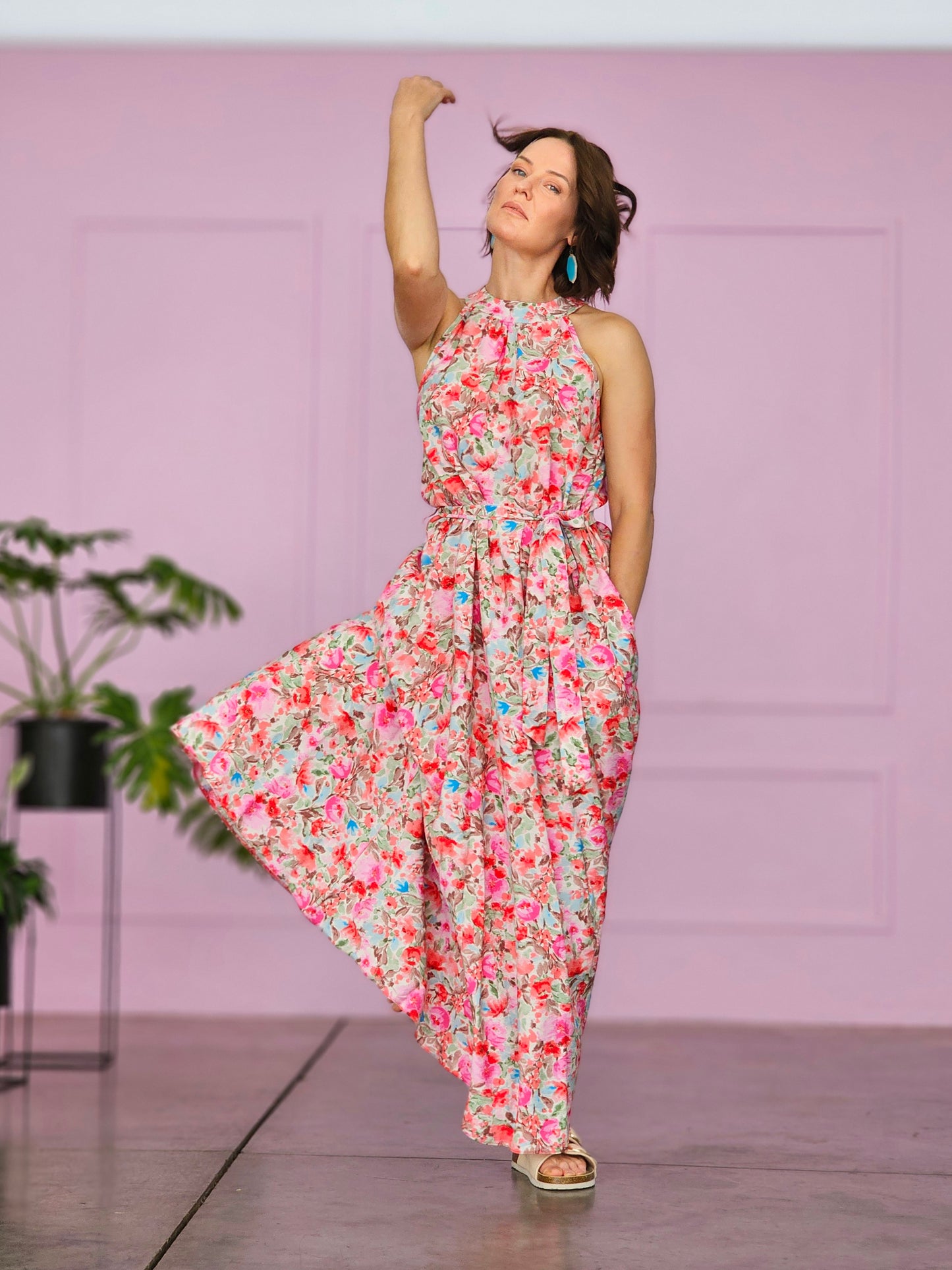 Vanes Maxi Rose Garden Dress (Size L&3XL)