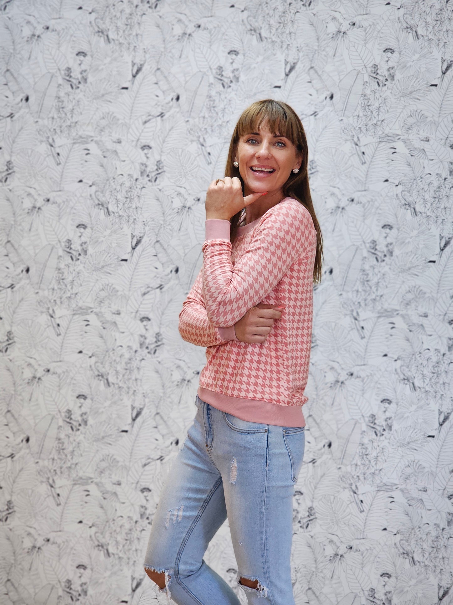 Grace Jersey Rose Houndstooth