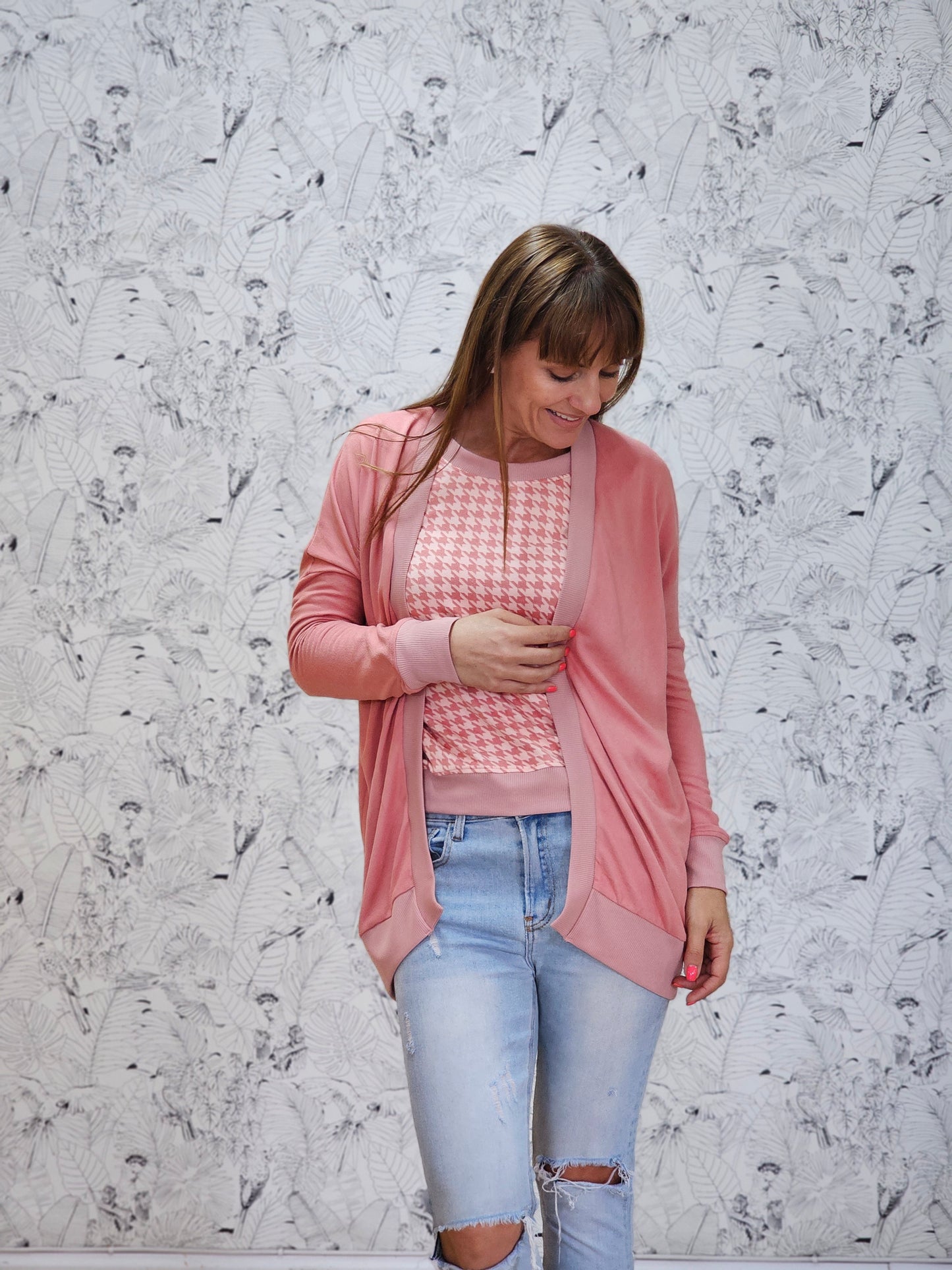Grace Jersey Rose Houndstooth