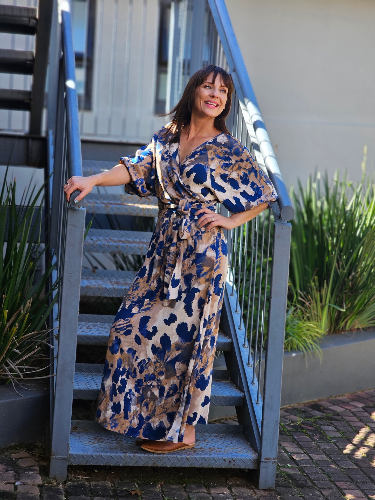 Nicole Wrap Dress Navy Smudge