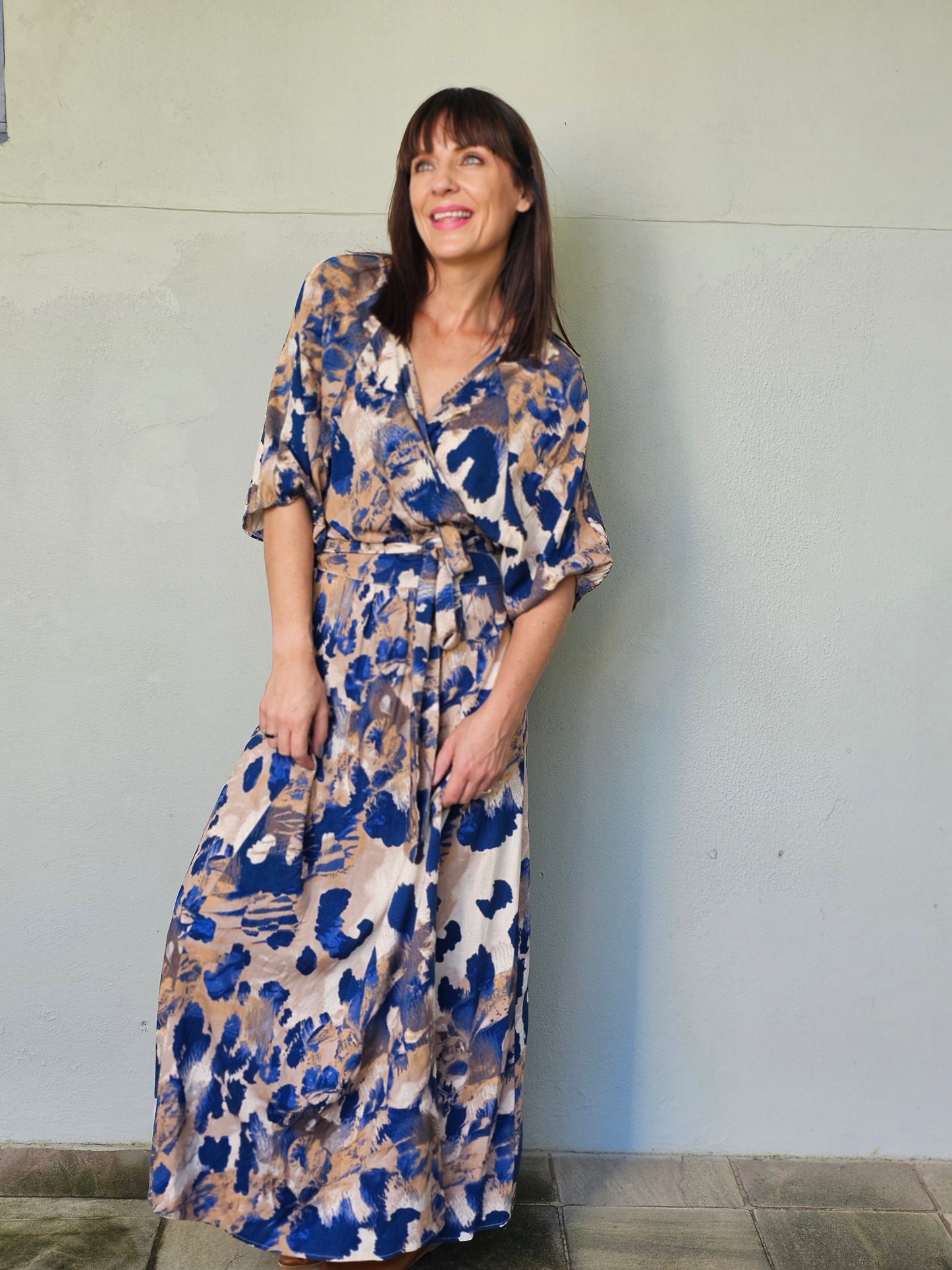 Nicole Wrap Dress Navy Smudge