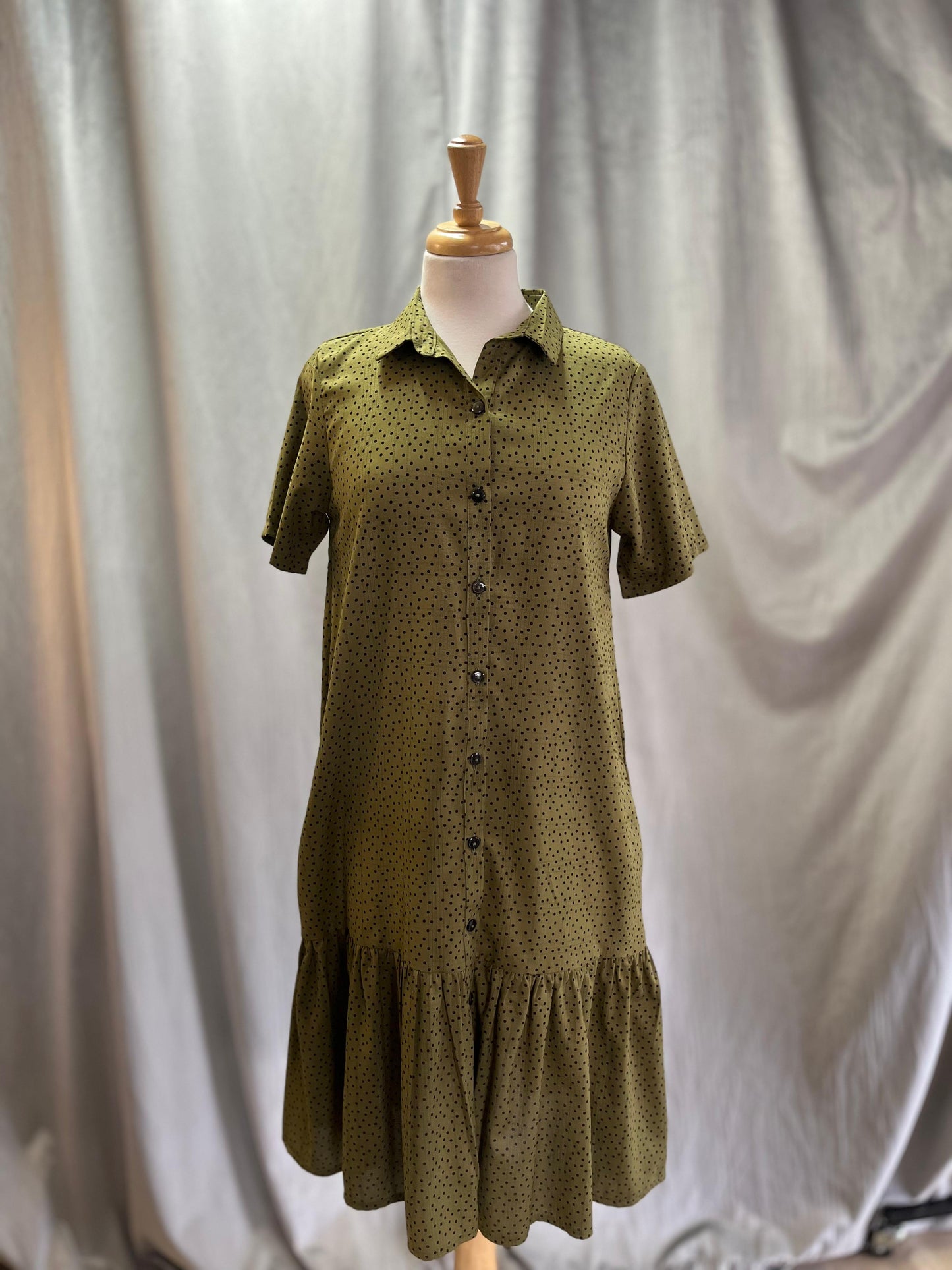 Trish dress Olive Polka Mini (Size 34&36)