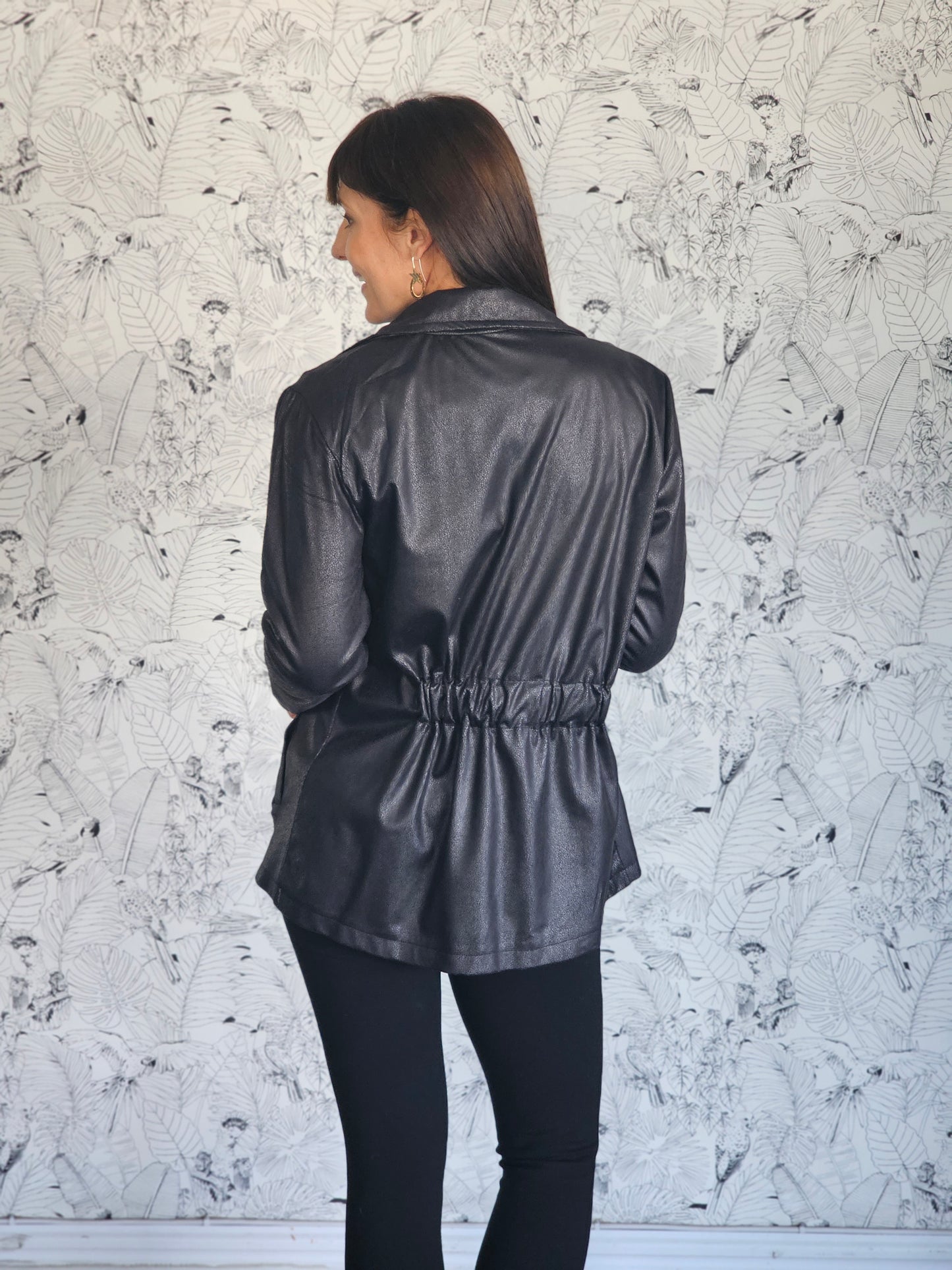 Amy Blazer Black Pleather (Size M, L & XL)