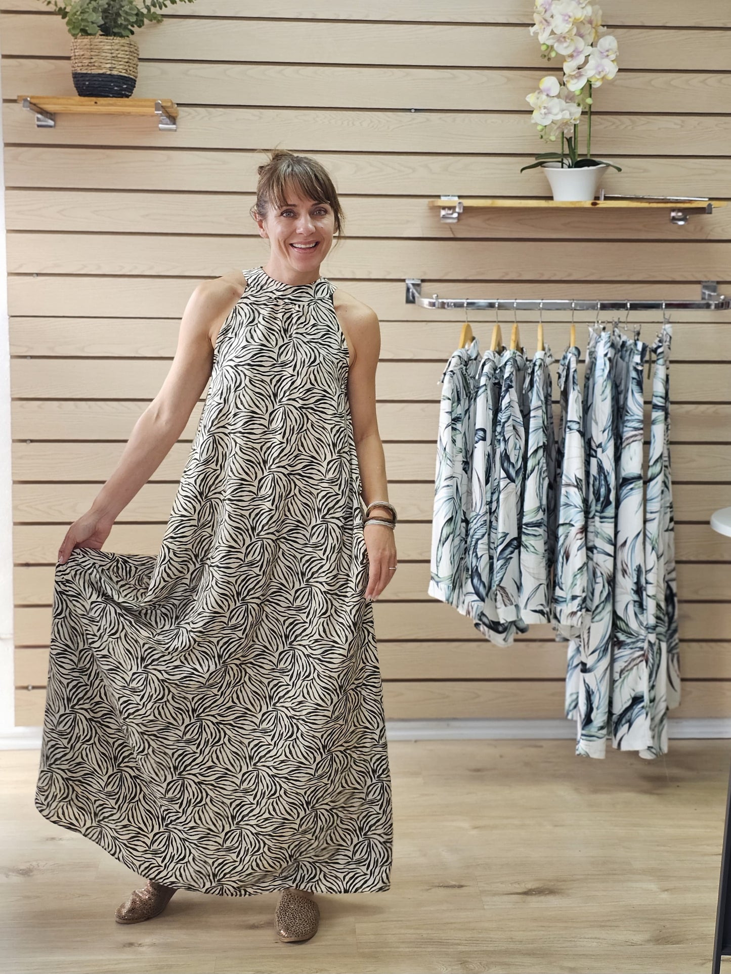 Vanes Maxi Zebra Dress (Size L, 2XL & 3XL)