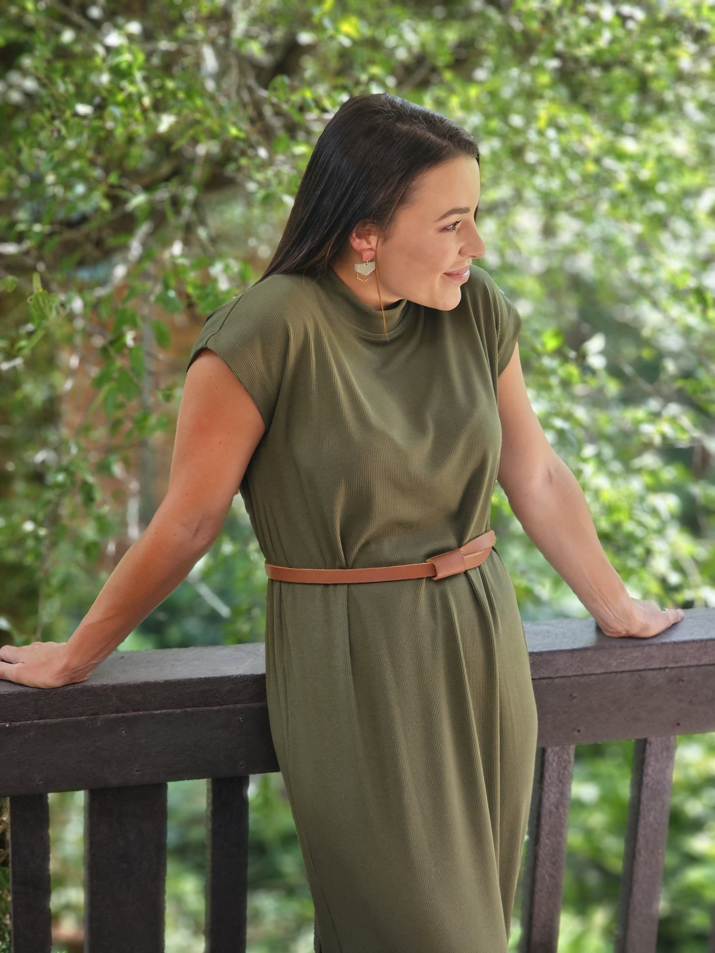 Ashley Ribbed Slip Dress Khaki