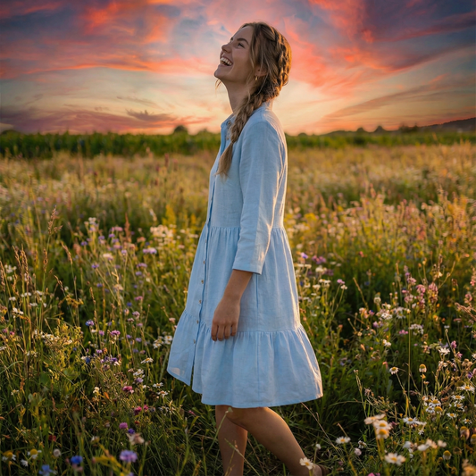 Linda Dress Sky Slub