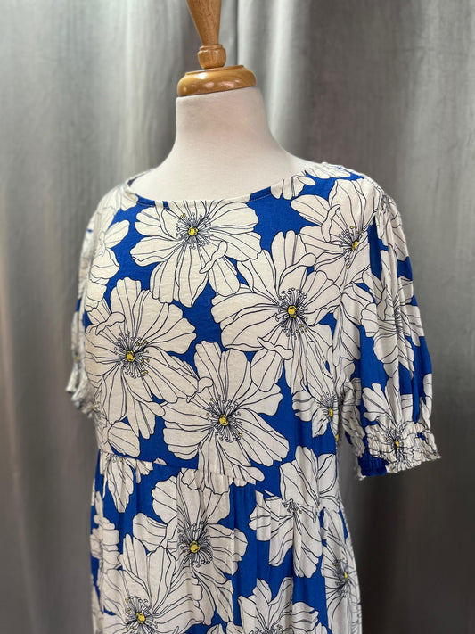 Brooklyn Dress White/Blue (Size XS, M & L)