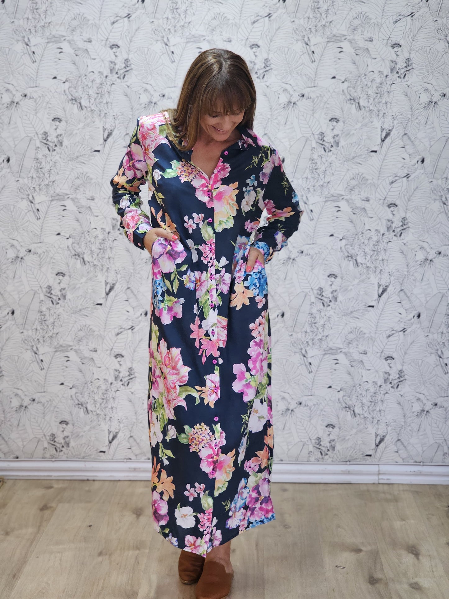 Willow Dress Maxi Midnight Pansy