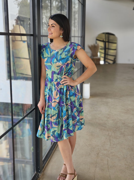 Atlanta tier Dress Water Lilly (Size 2XL&3XL)