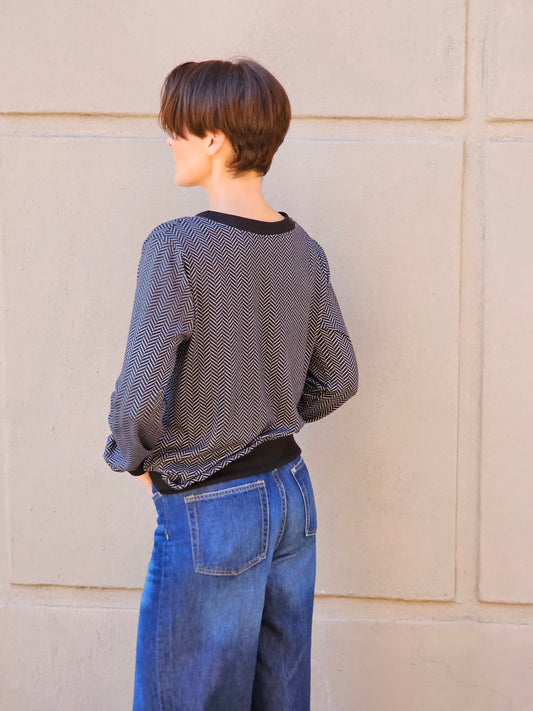 Grace Herringbone Black Jersey (Size XS & XL)