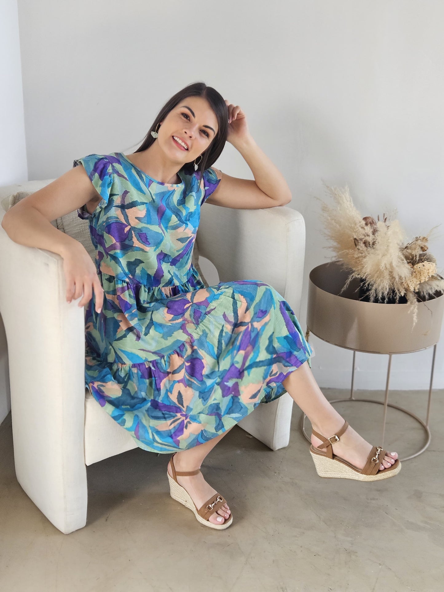 Atlanta tier Dress Water Lilly (Size 2XL&3XL)