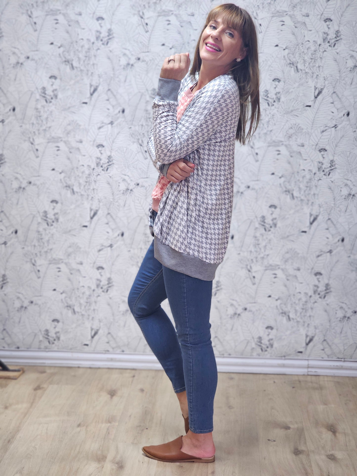 Jamie Jersey Silver Houndstooth
