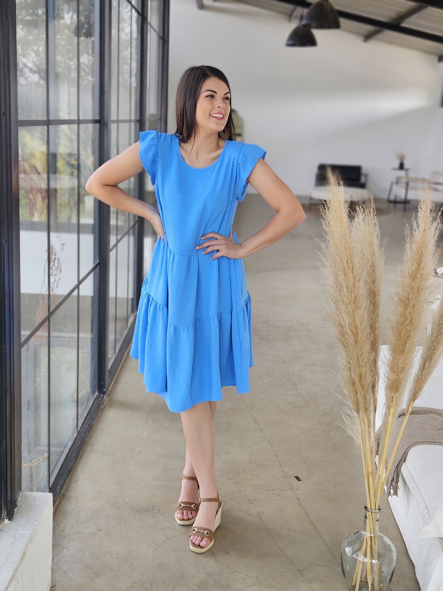 Atlanta tier dress Sky (Size L)
