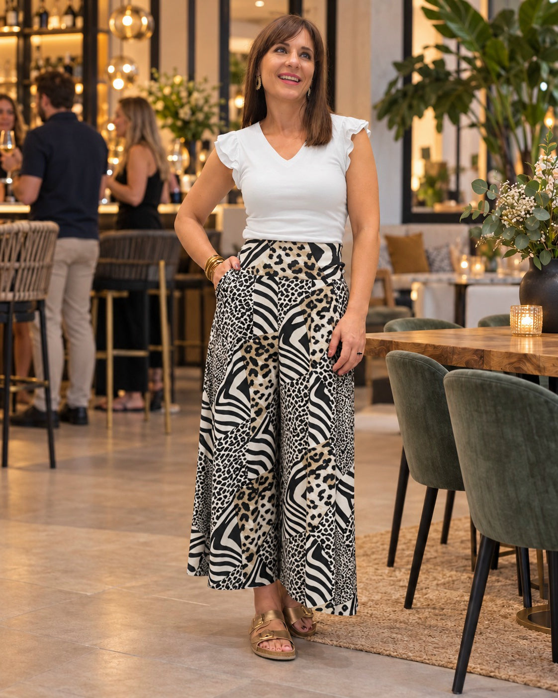 Kiki Wide Leg Trousers Snow Leo