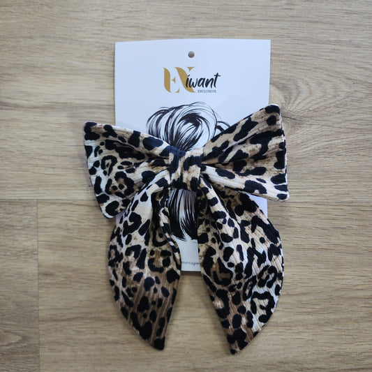 Leopard print Large clip Bow