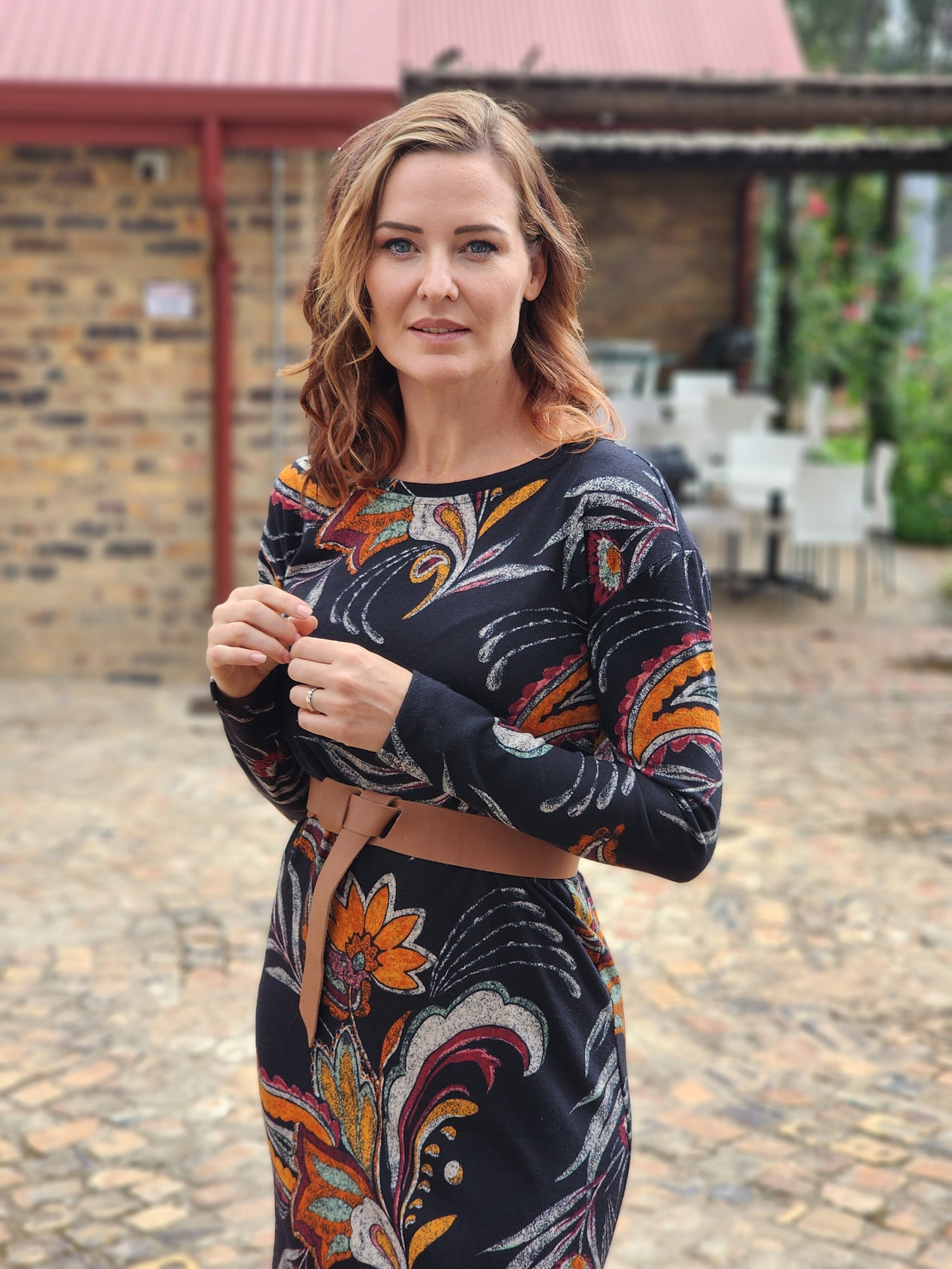 Carley Knitted Cashmere Floral Dress (Size XL)