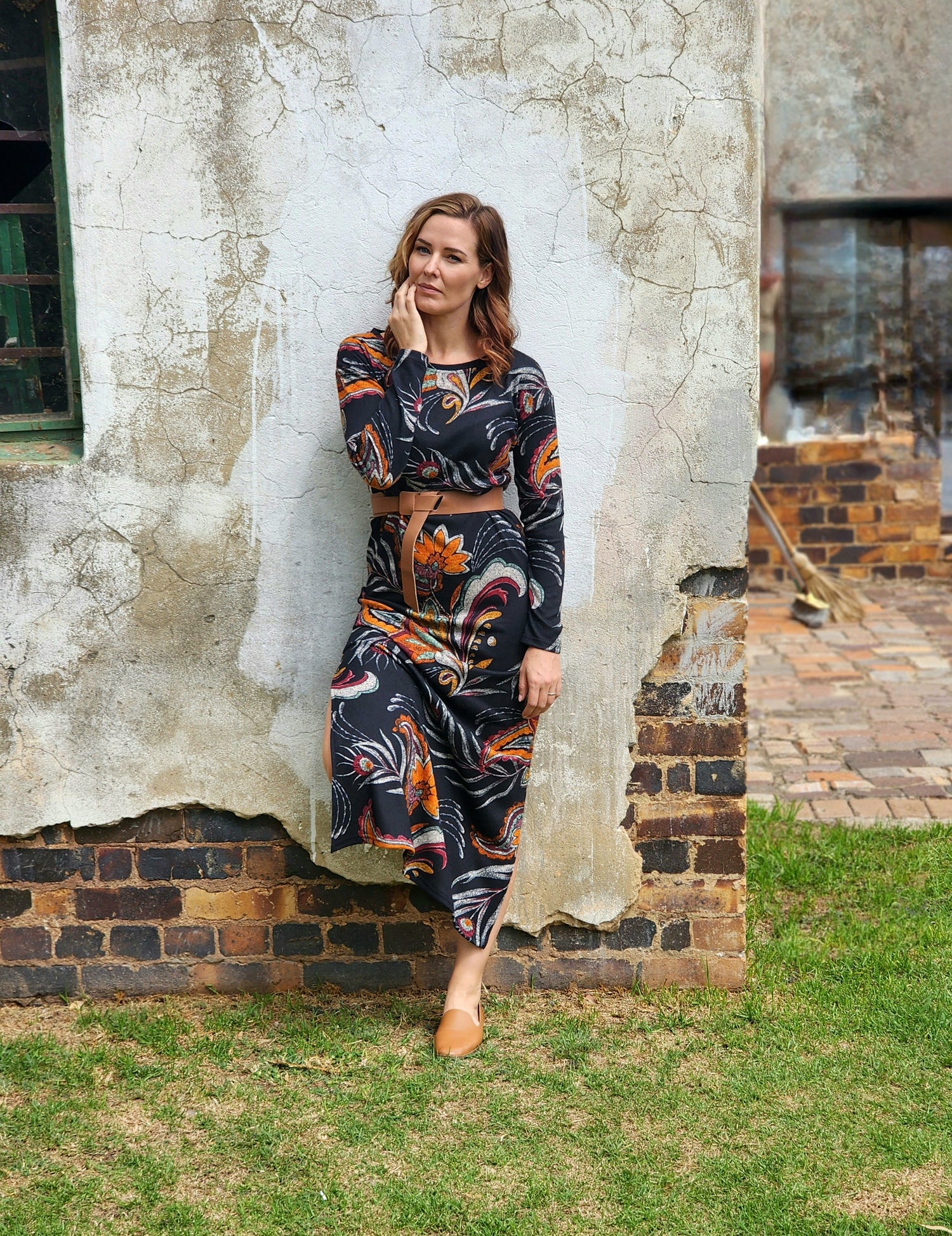 Carley Knitted Cashmere Floral Dress (Size XL)