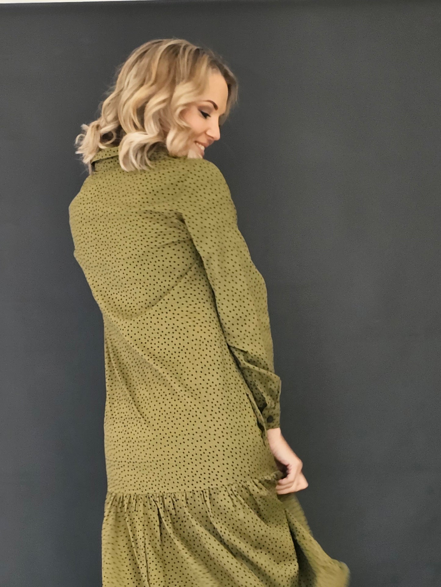 Trish dress Olive Polka