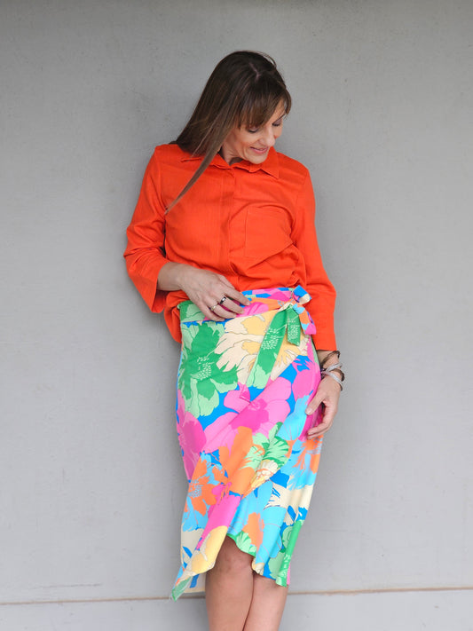 Elle Wrap Skirt Giant Floral