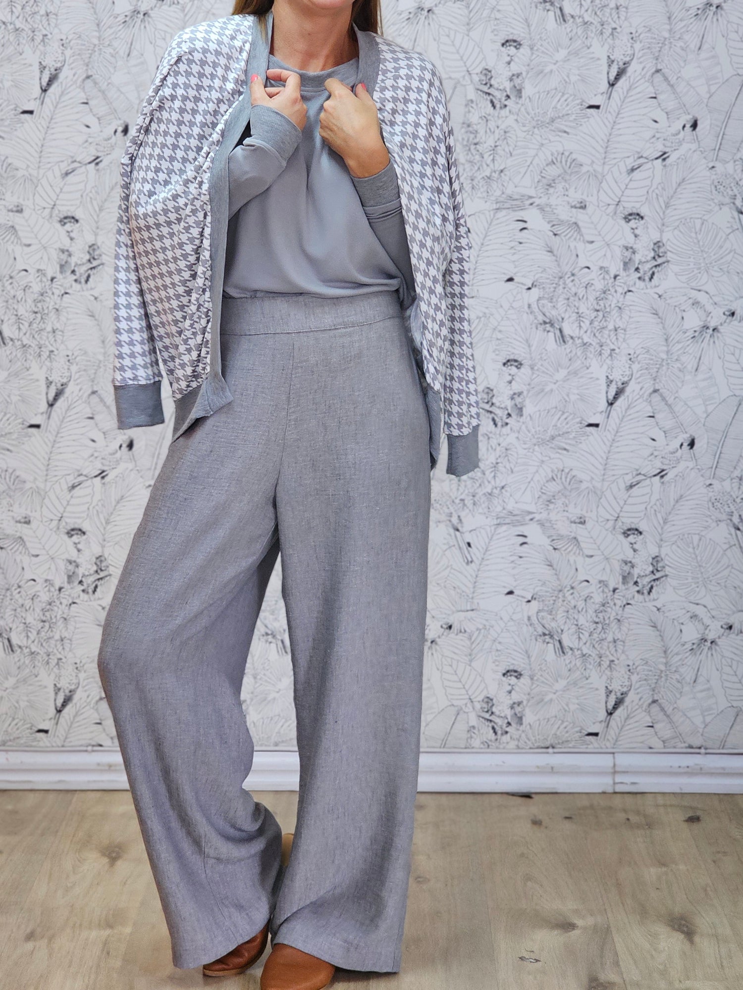 Jamie Jersey Silver Houndstooth
