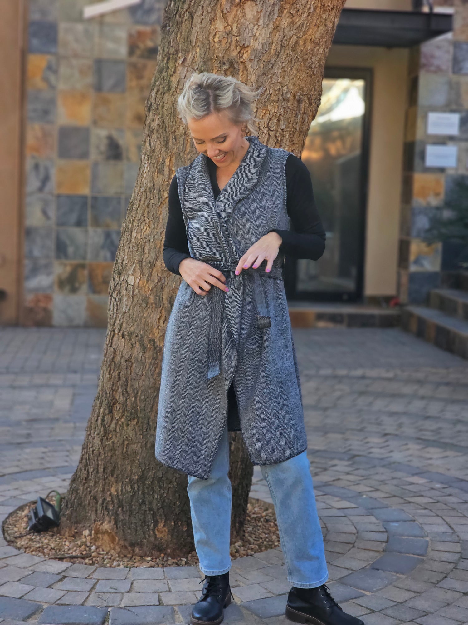 Ella Herringbone Black & White