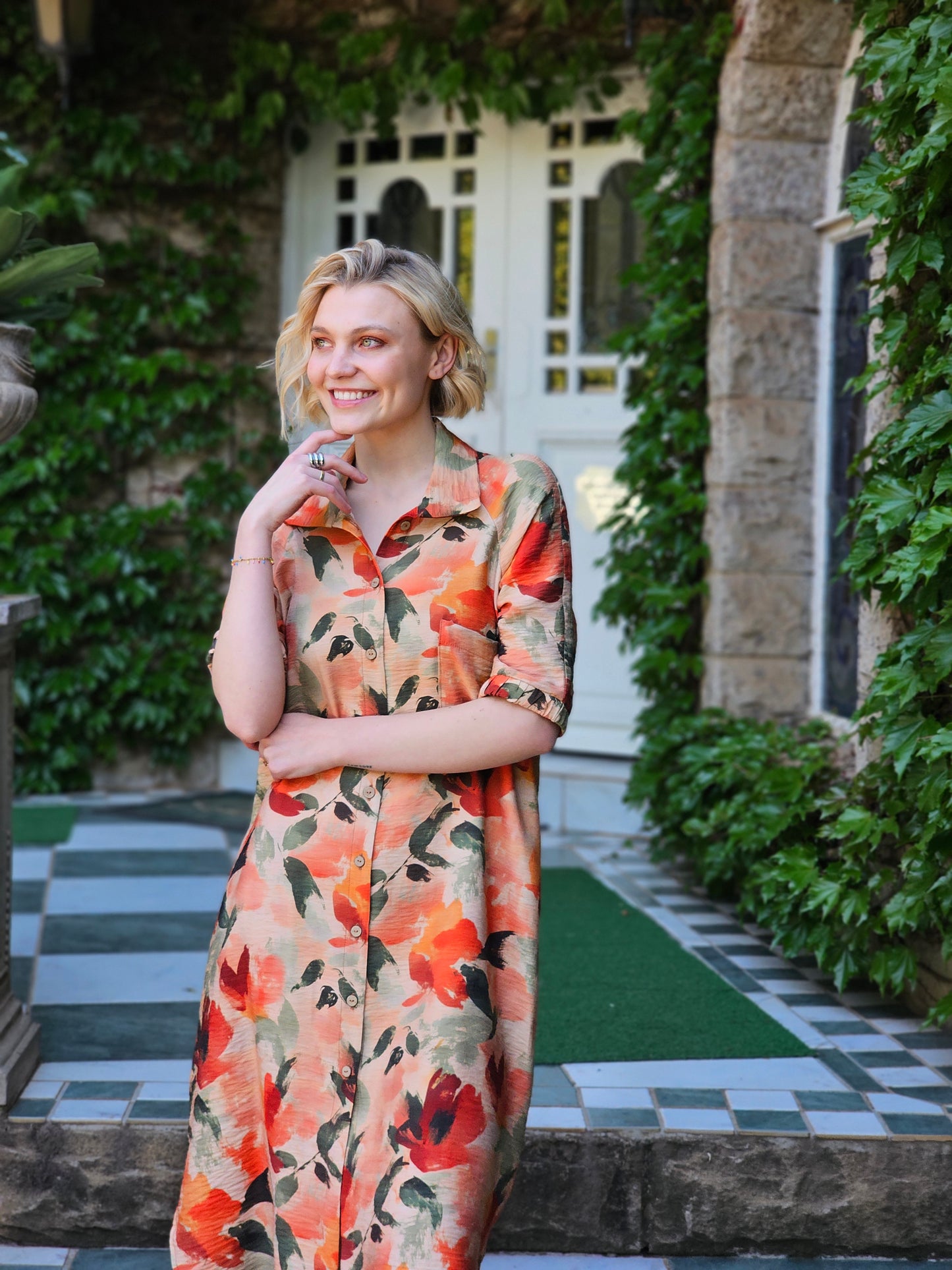 Savannah Dress Peach Floral