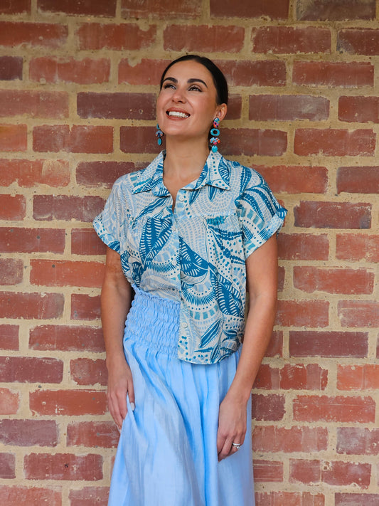 Hazel Blouse Mosaic Fern