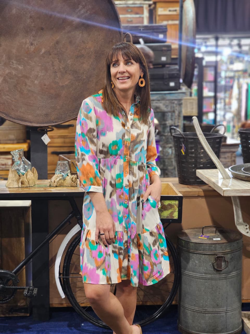Linda Dress Warp Floral