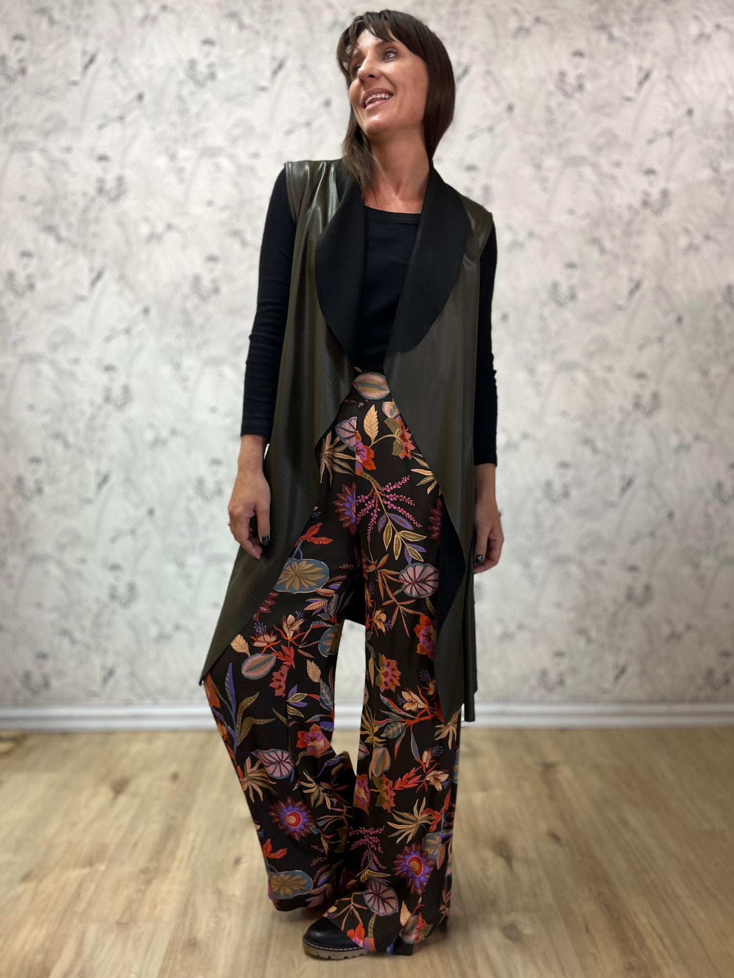 Sample Waterfall Khaki Pleather Coat (Size S)