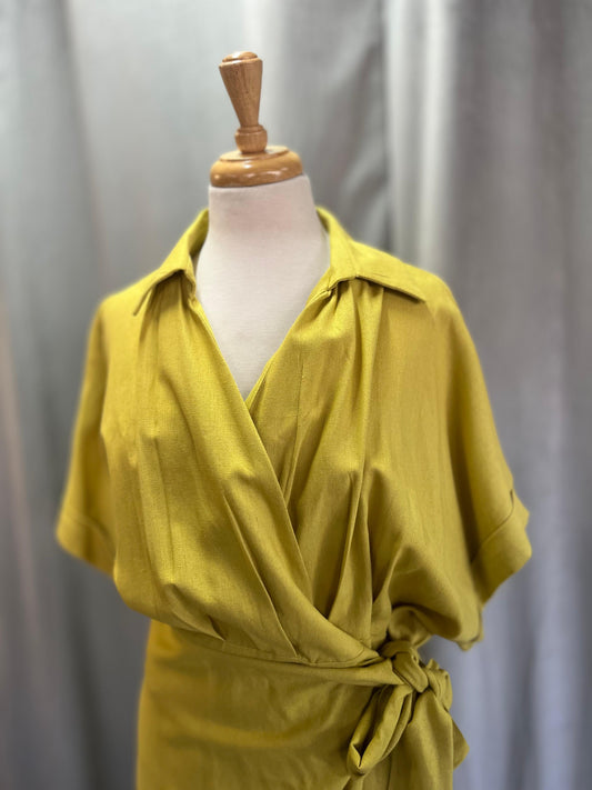 Sample Aldi Wrap dress Chartreuse (Size L/XL)