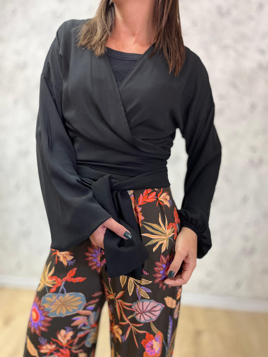 Sample Katja Wrap Jersey Black Chiffon (Size S/M)