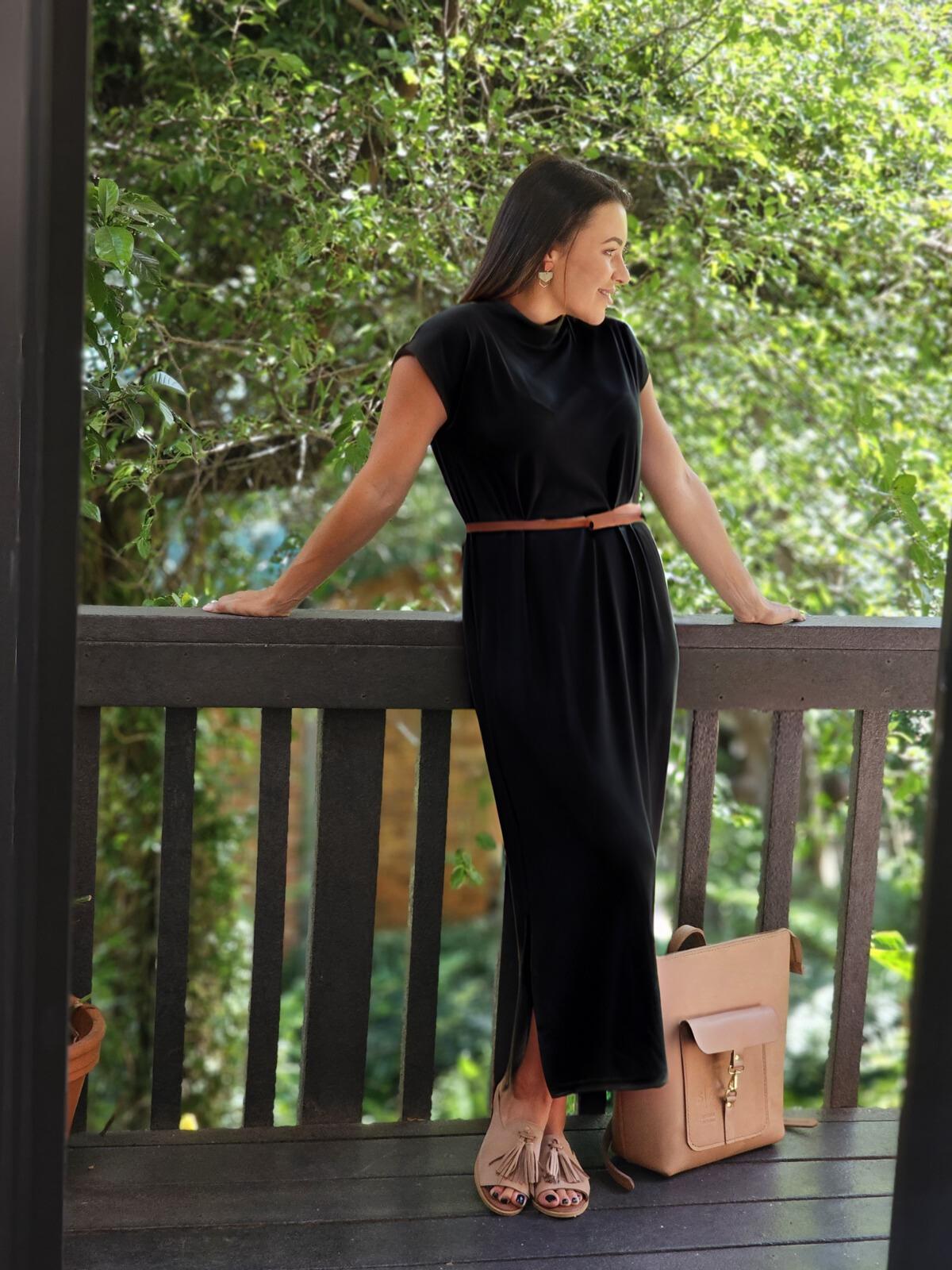 Ashley Ribbed Slip Dress Black