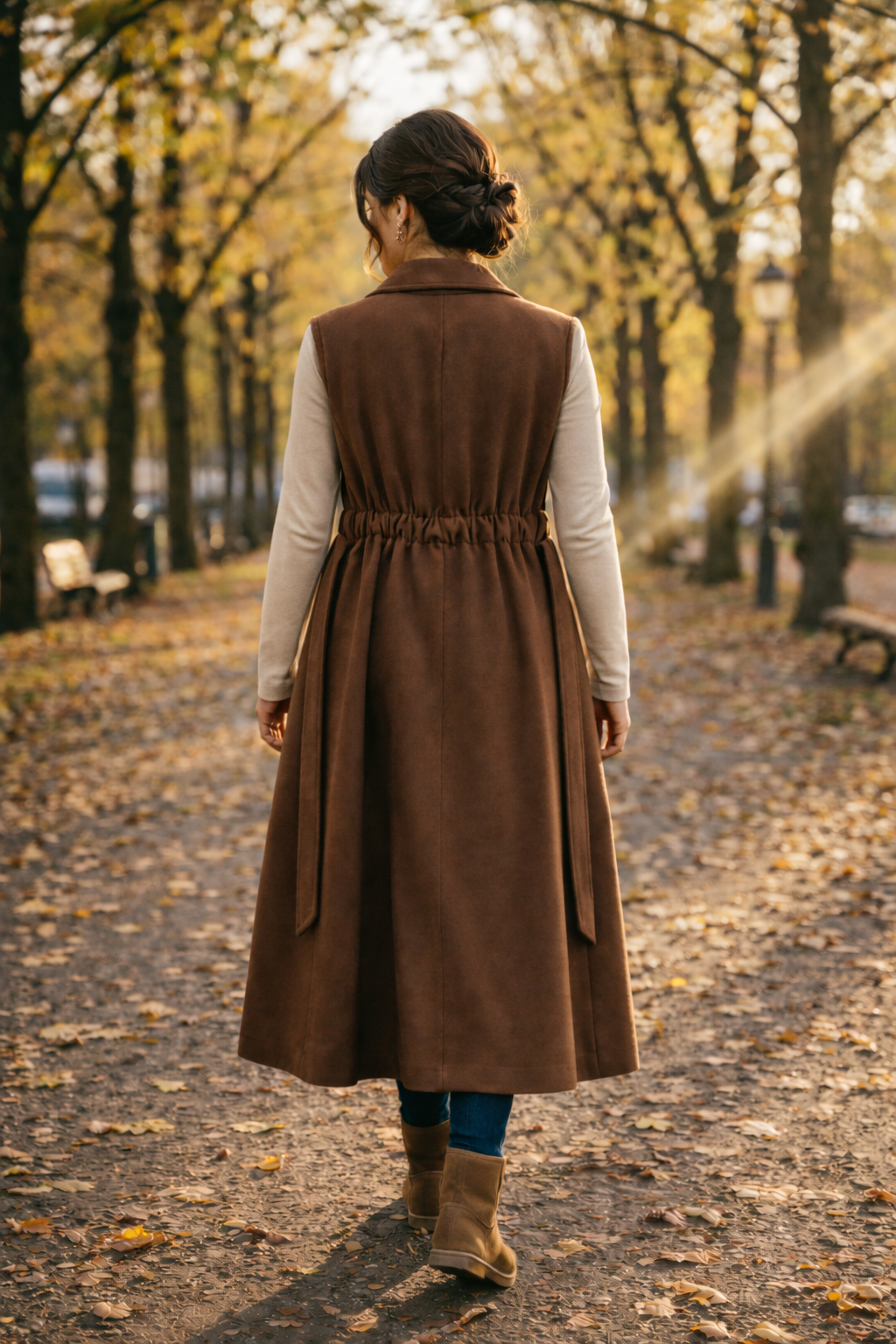 Pam Sleeveless Coat Chocolate