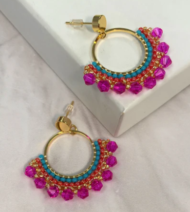 Earrings Aurora Small Frida Hot Pink