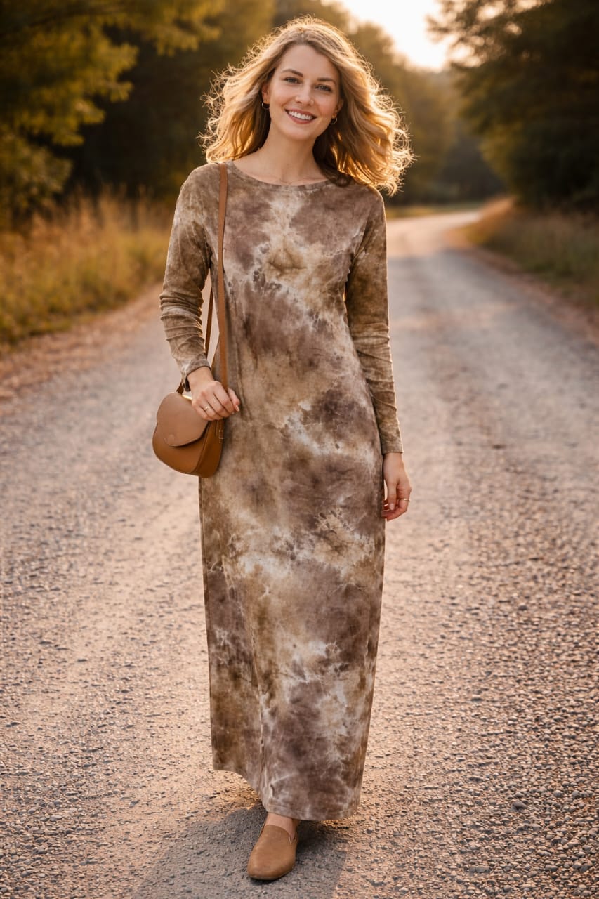 Carley Tie Dye Tan knitted