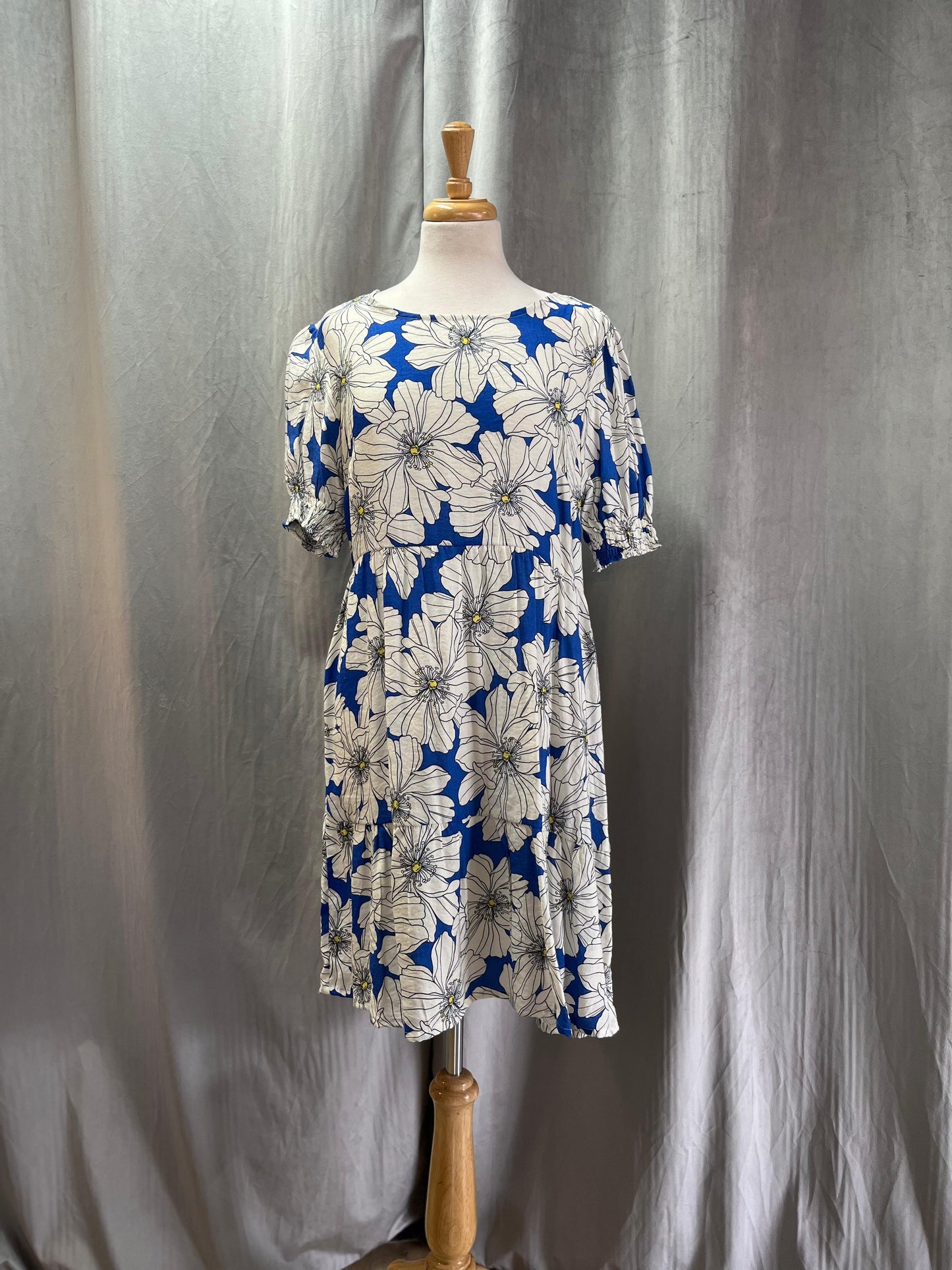 Brooklyn Dress White/Blue (Size XS, M & L)